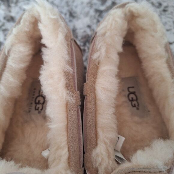 UGG Tan Suede Loafers with Cream Lining - Picture 6 of 10